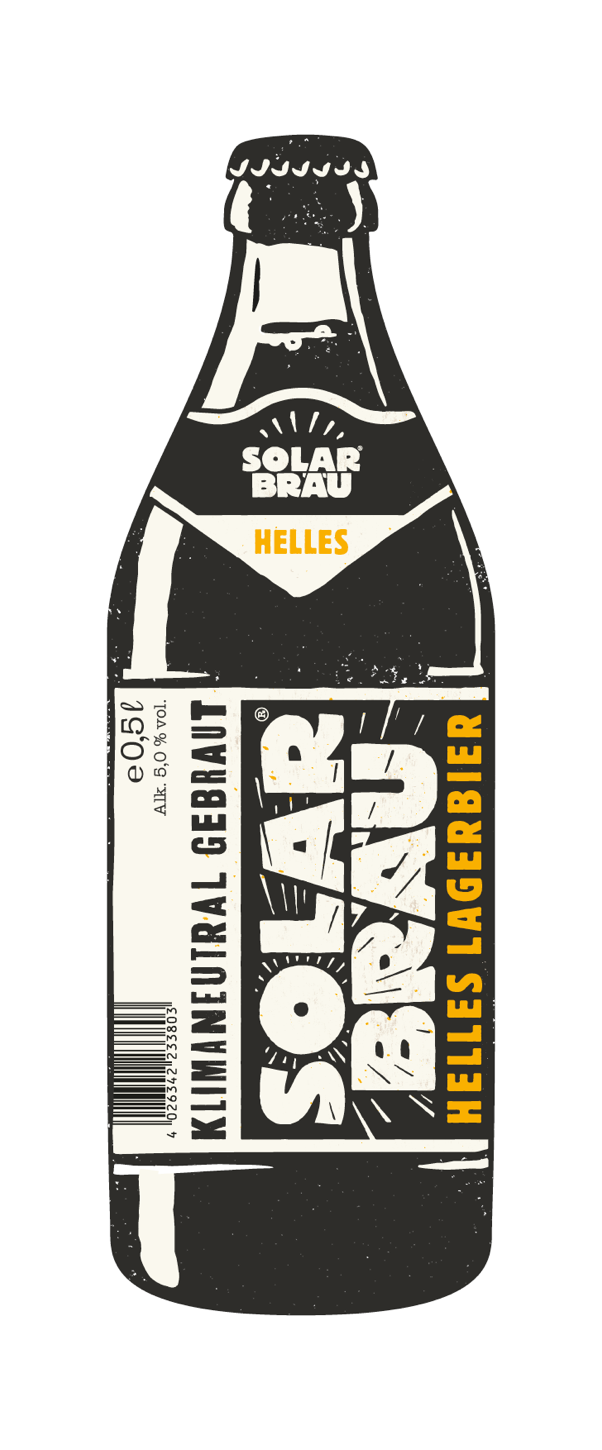 Illustration einer Flasche Solar Bräu Helles Lagerbier 